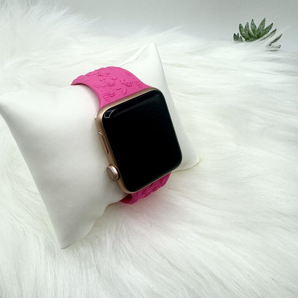 Floral Engraved Design Apple Watch Bands 42mm 44mm 45mm 49mm - Picture 5 of 8